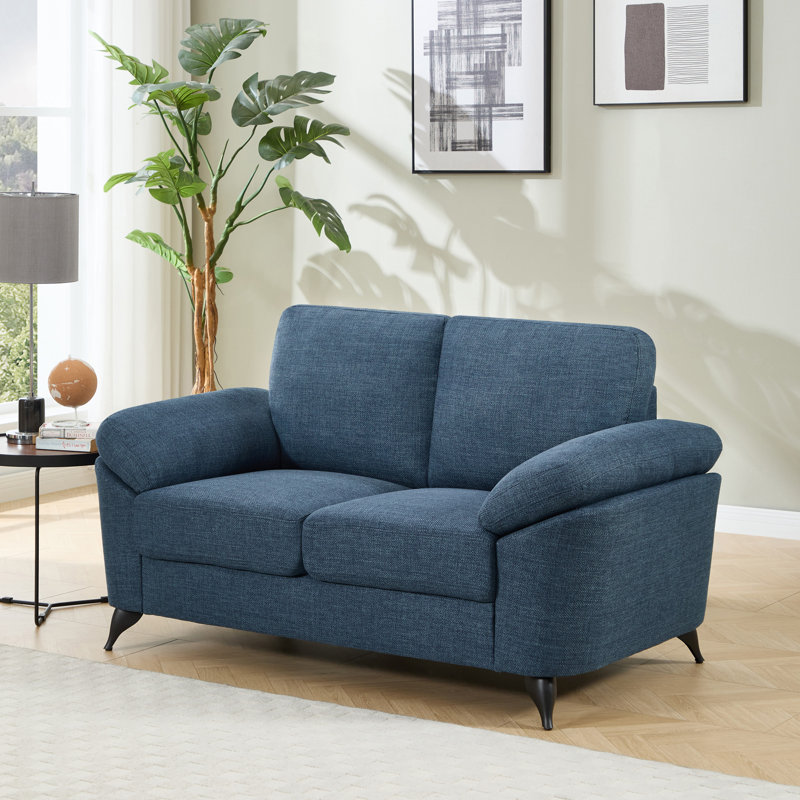 Sabita 3 Seater Linen Sofa, Blue