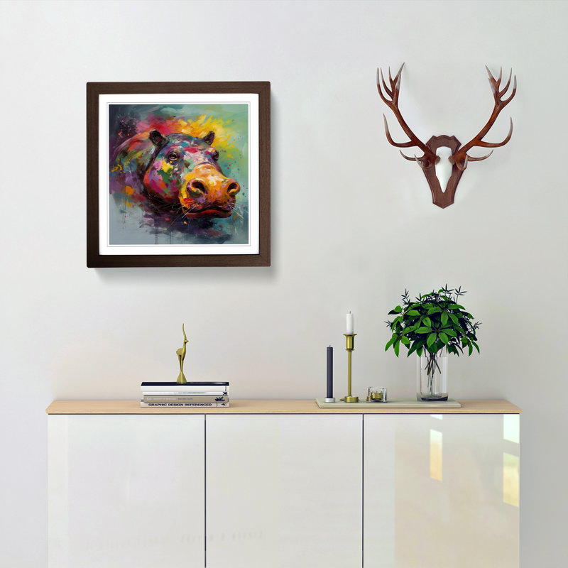 Hippo Abstract Art No.2 - Framed Print, Walnut