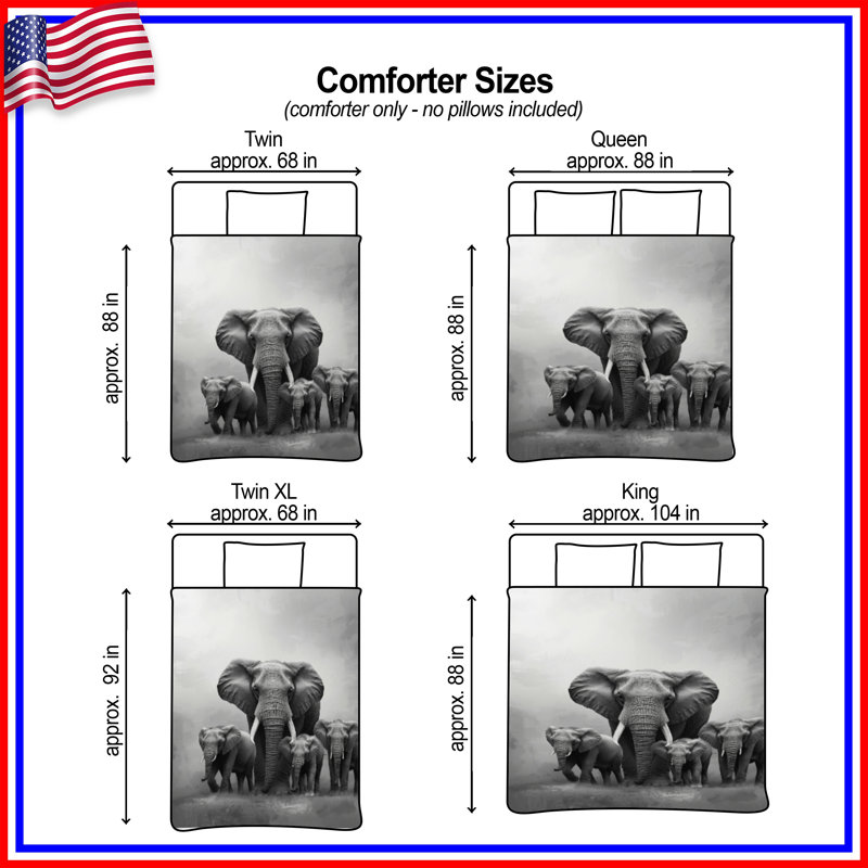 Édredon African Elephant Family, Lit simple