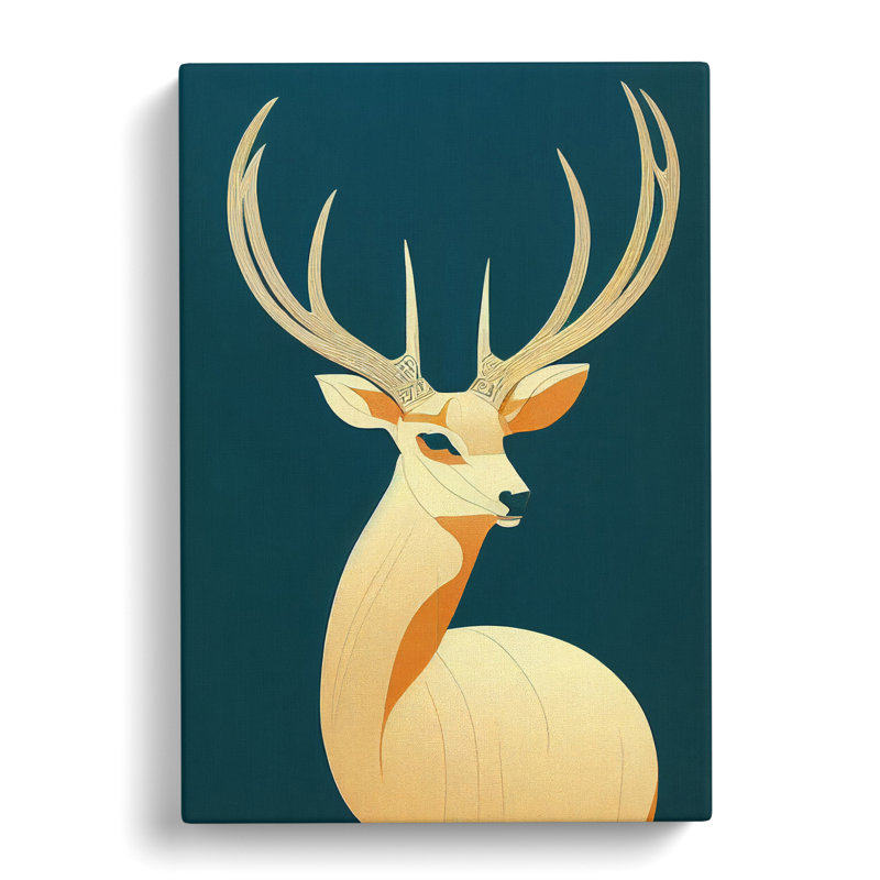 Deer Deco Style - Wrapped Canvas, 60cm H x 40cm W x 3cm D
