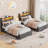 Twin Size Bed Frame With 2 Drawers, Upholstered Platform Bed Frame With Led Lights & Charging Station, No Box Spring Needed-1693246481