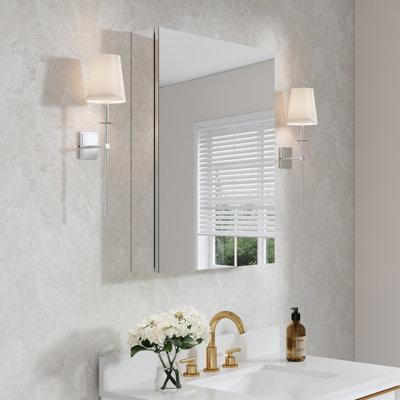 Recessed Or Surface Wall Mount Bathroom Medicine Cabinet With Adjustable Glass Shelves