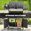 Outsunny 2+1 Burner Hybrid Dual Fuel BBQ Gas Grill w/Side Shelves Black
