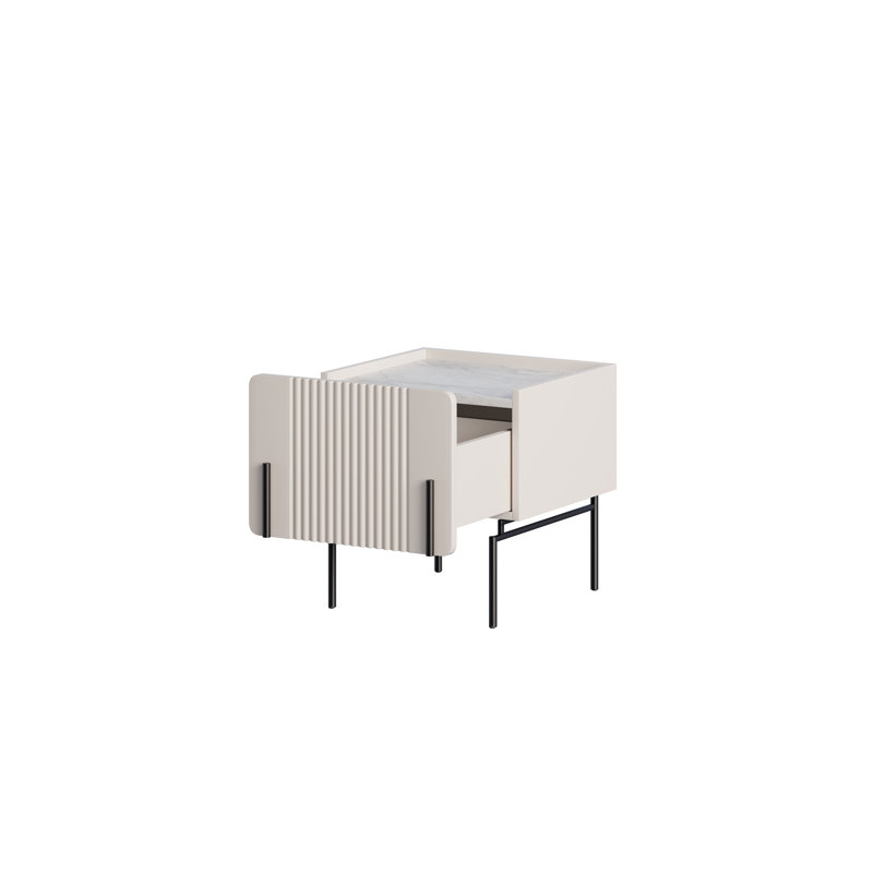 Ousmane 45cm W Manufactured Wood Bedside Table, Cashmere/Black
