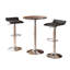 Ensemble de table de bar réglable en bois et en métal chromé et 2 tabourets pivotants réglables en chrome-1080576744