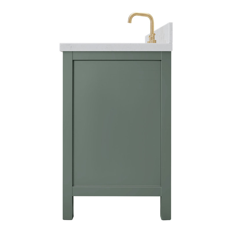 Cambridge 37'' W Single Vanity, Carrara Marble, Vintage Green, Rectangular