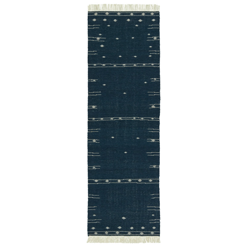 Calli Indoor/ Outdoor Geometric Blue/ White Area Rug, Rectangle 4' x 6'