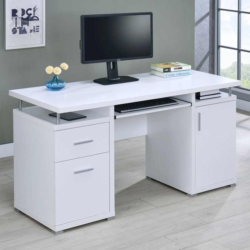 Bureau d'ordinateur avec 2 tiroirs et armoire Rochelle