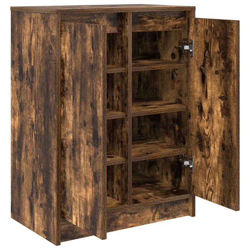 8 Pair Shoe Storage Cabinet, Smoked Oak