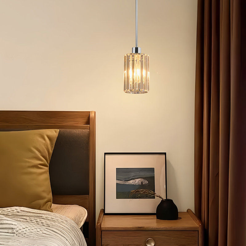 Modern Mini Crystal Pendant Lights small Chandeliers Adjustable Sloped LED Hanging Ceiling Fixture Glass small Crystals for Kitchen Island Bathroom Living Room, Dining Room, Hallway, Bar 1PC