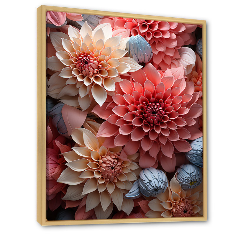«Soft Elegance Mums Flowers III» sur toile, H 44 po x l 34 po x P 1,5 po, Cadre naturel flottant