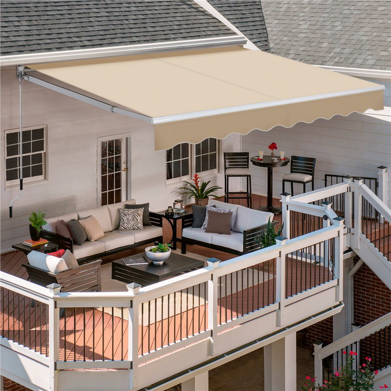 Retractable Patio Awning, Beige, 250 cm L x 200 cm W