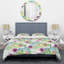 Ensemble de housse de couette en microfibre rose / vert / mauve / jaune-17455242
