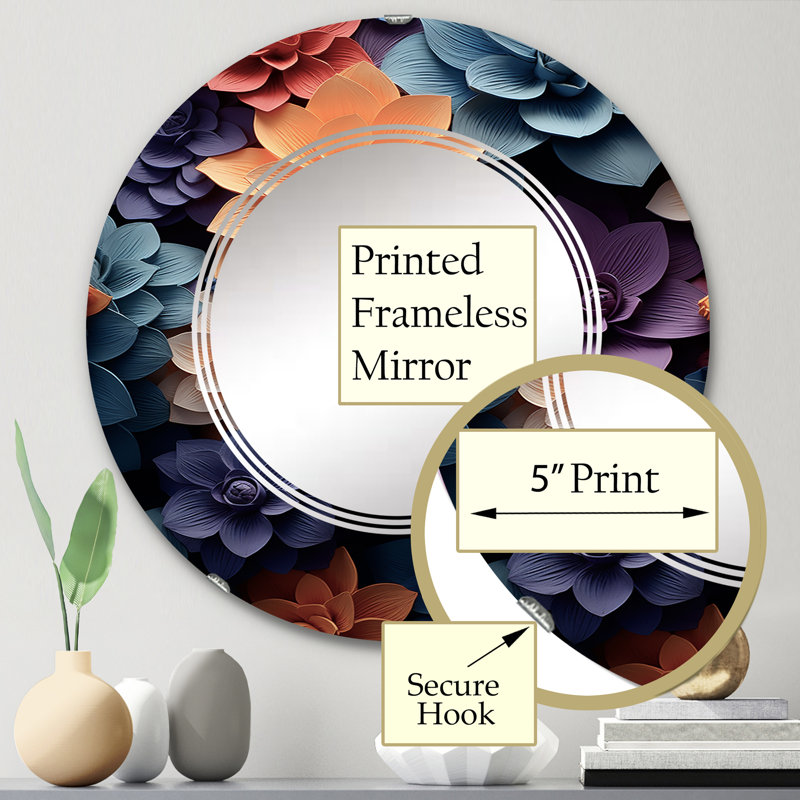 Tedrick - Miroir mural moderne rond, 24 po x 24 po