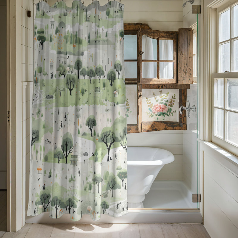 Rideau de douche Rain-Kissed Leaves - Premium, H 74 po x l 71 po