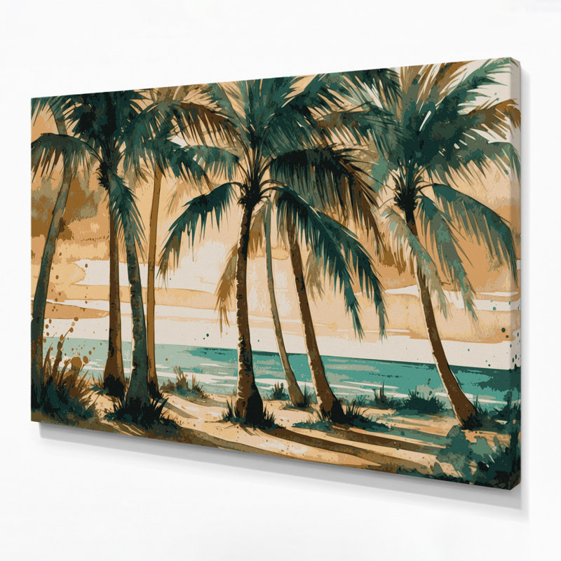 «Coastal Palm Grove», art mural sur toile beige, H 16 po x l 20 po