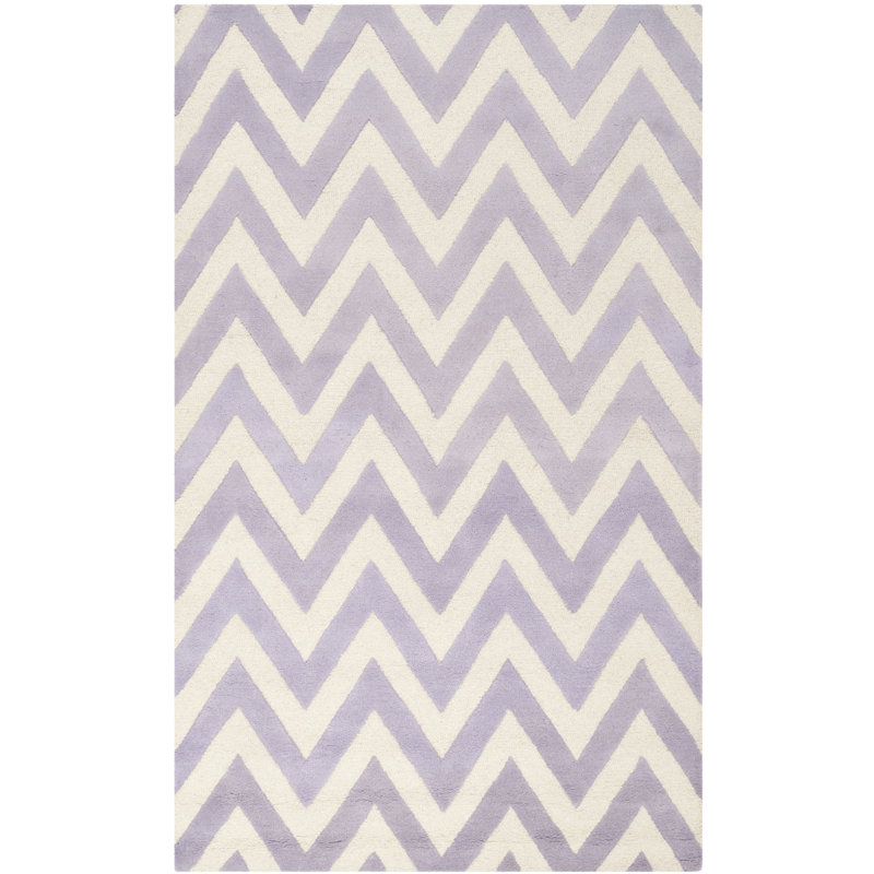 Nero Chevron Wool Hand Woven Area Rug, Rectangle 91 x 152cm