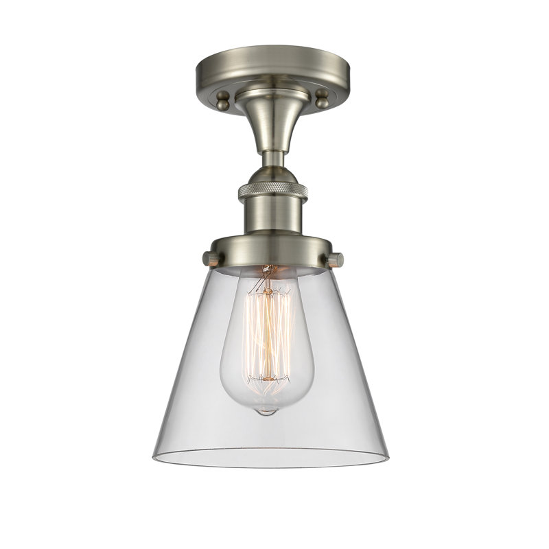 Plafonnier semi-encastré 1 lumière Wilmoth, DEL, Transparent, Nickel satiné brossé