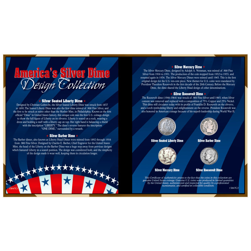Livre de portefeuille Eachainn America's Silver Dime Design Collection