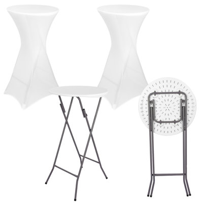 2 Pack Spandex Cocktail Table with Covers, Tall Bistro Foldable Bar Height Table, Fitted Stretch Highboy Round Cover Table Cloth for Party, Bar, Pub, Wedding, Banquet