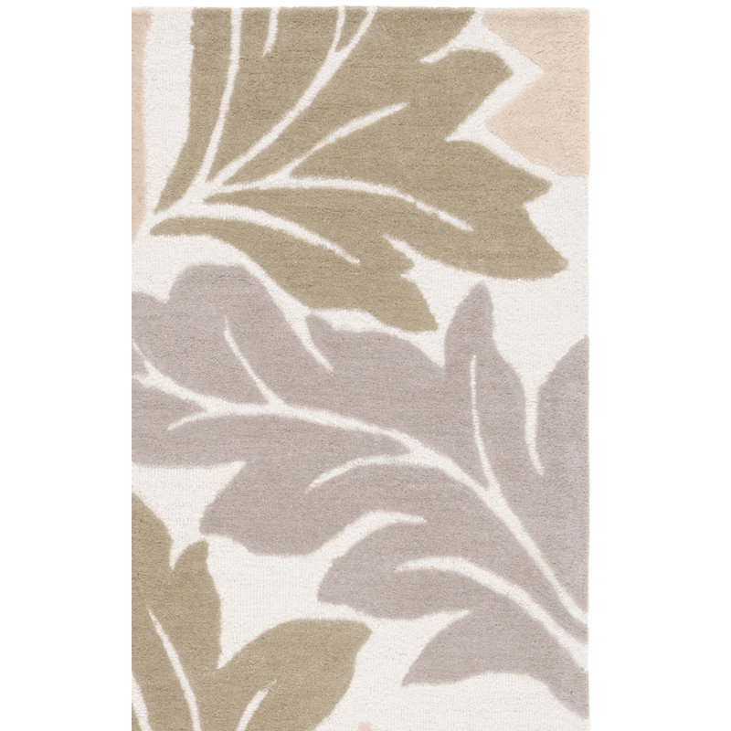 Jardin 402 Hand Tufted Wool/Cotton Floral Rug in Ivory/Gray, Rectangle 9' x 12'