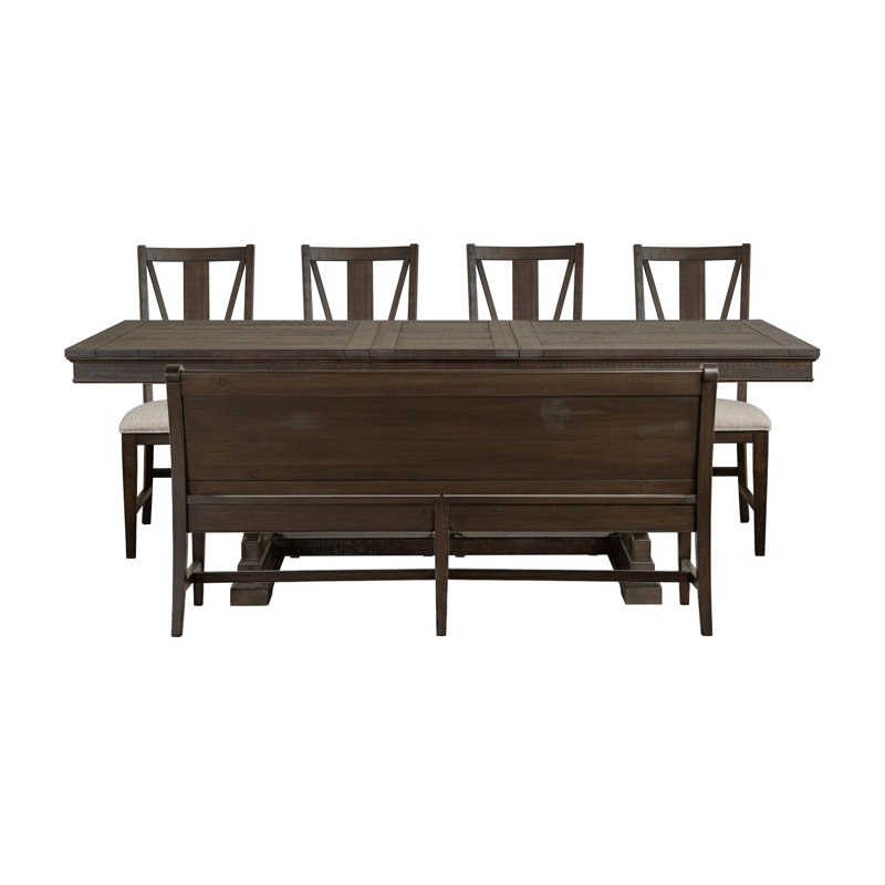 Extendable Trestle Dining Table With 4 Side Chairs And Bench