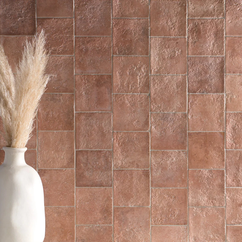 Navari 5X5 Textured Matte Ceramic Tile, Teracotta