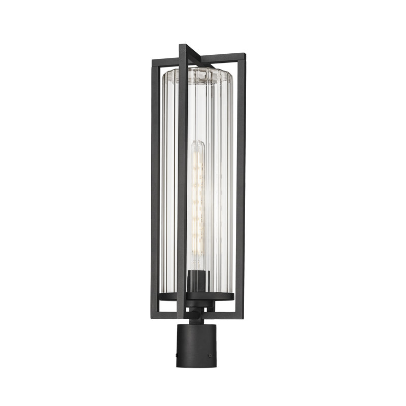 Stockton 1 Light Outdoor Post Mount Fixture in Black, 25.75'' H x 8'' W x 8'' D
