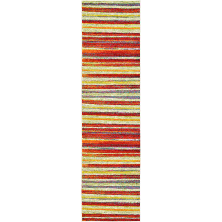Tapis rayé jaune et rouge Verda