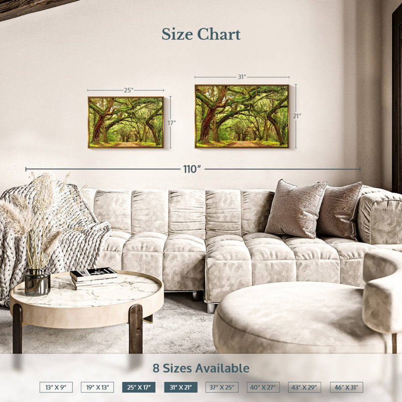 Charleston Oak Forest, 25 po x 17 po, Cadre flottant doré