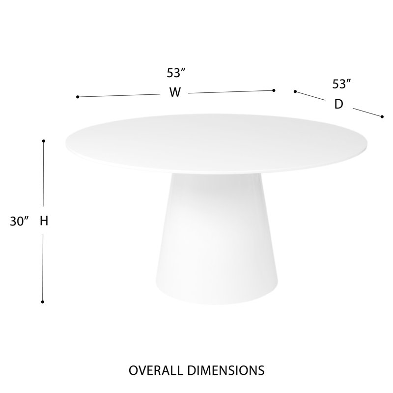Adara 53" Dining Table In White With 6 Sokol Stacking Chairs In White, 7 Pieces: Table, 6 Chairs, White, White