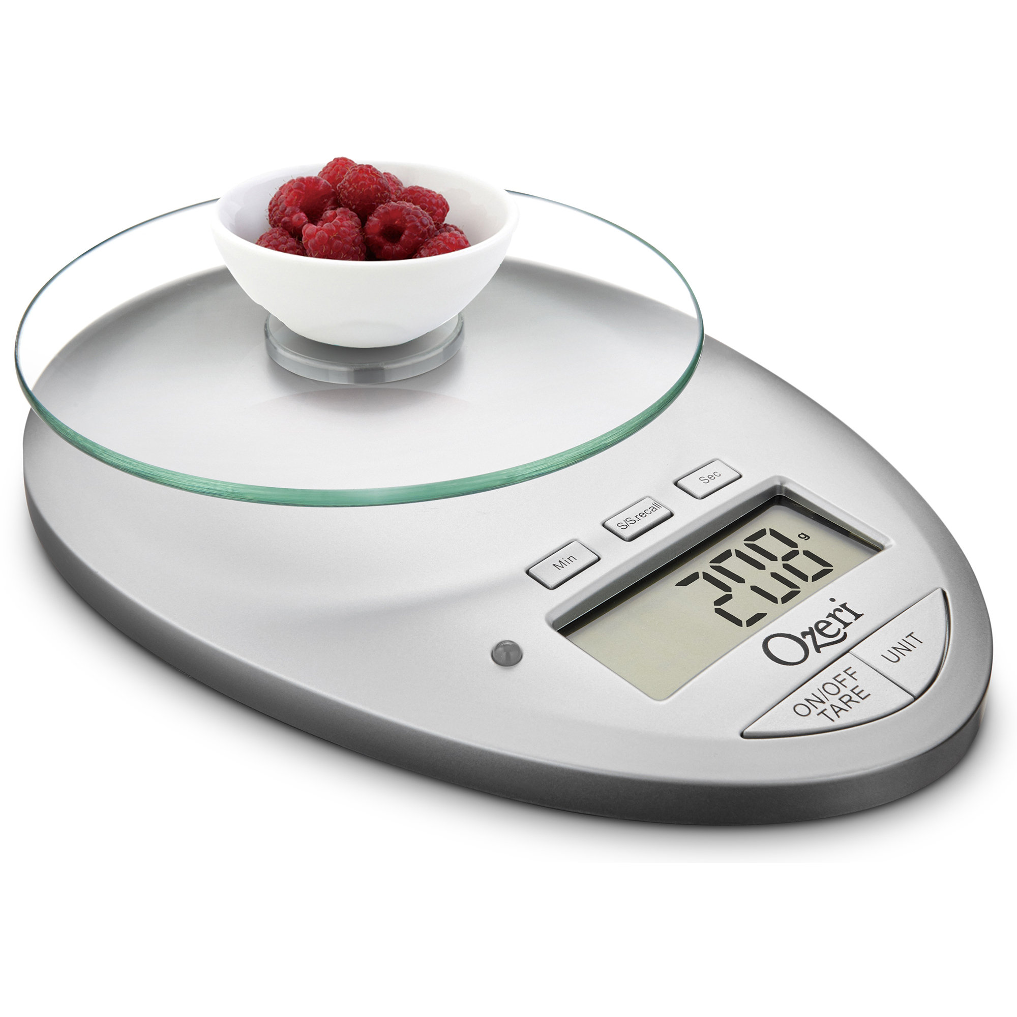 Ozeri Touch III 22 lbs (10 kg) Digital Kitchen Scale with Calorie Counter, in Tempered Glass, Red