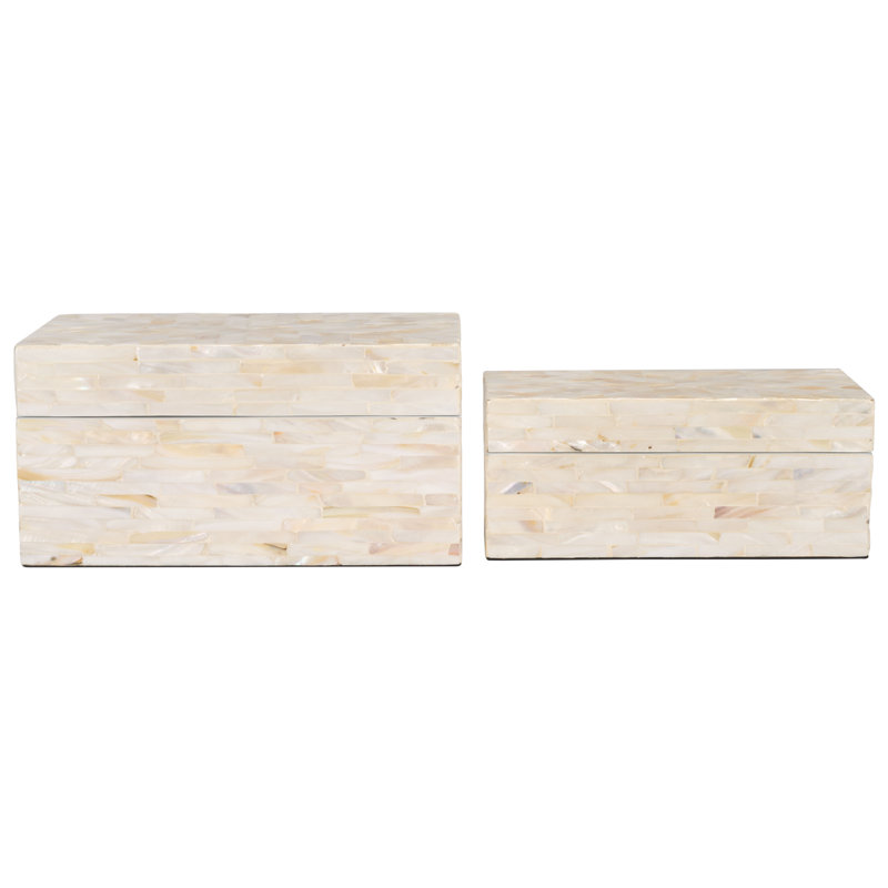 2 Piece Handmade Mother of Pearl Decorative Box Set