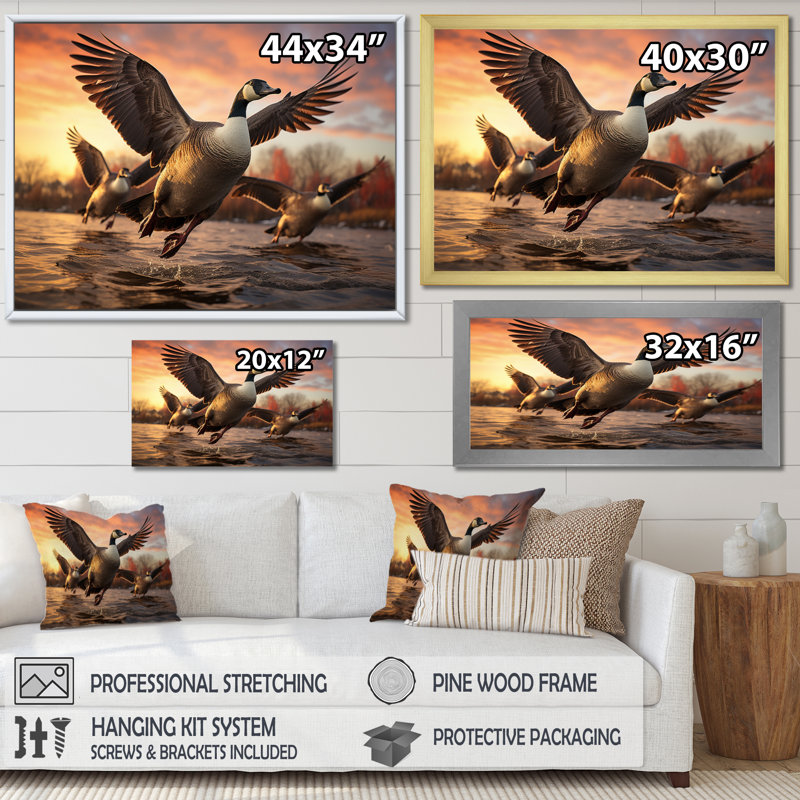 Canada Bernaches du Canada II - reproduction sur toile, Toile tendue, H 24 po x l 32 po x P 1 po
