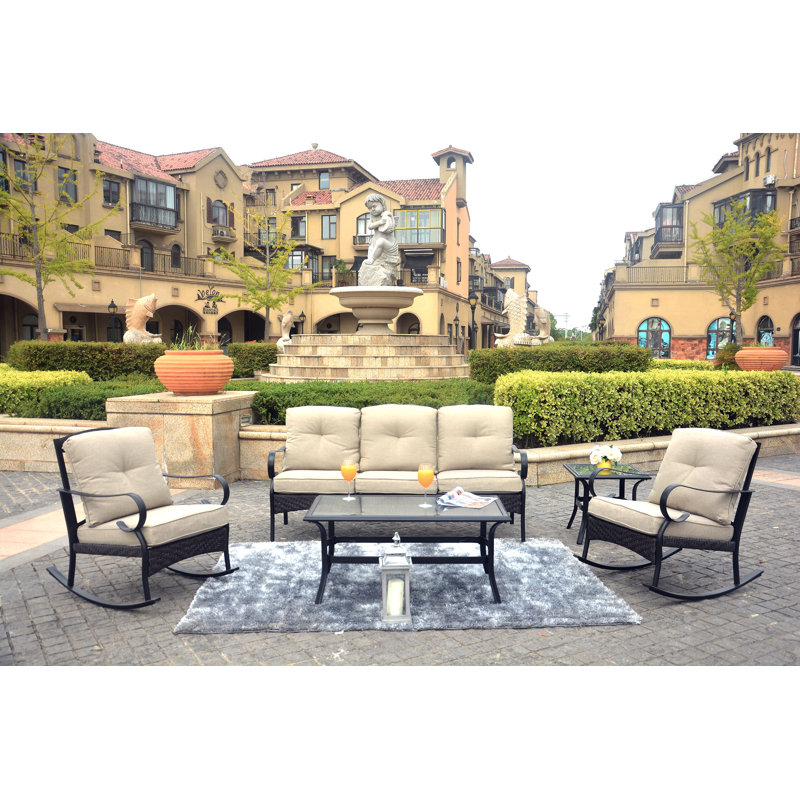 Jaanvi 5 - Person Patio Conversation Set with Cushions