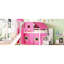 Lit mezzanine double avec tente et tour rose. Fabriqué en bois de pin massif. Fenêtre de conception inspirée d'une maisonnette. Vaste espace de rangement. L 94,6 po x l 99,5 po x H 78,9 po. Matelas non inclus. Assemblage-906392273-906392275