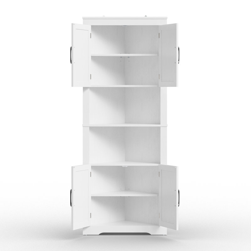 67" Tall Corner Cabinet With Door & Adjustable Shelves For Mulitiple Scenarios, White