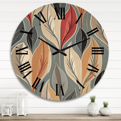 Horloge murale rétro surdimensionnée abstraite à feuilles géométriques IV