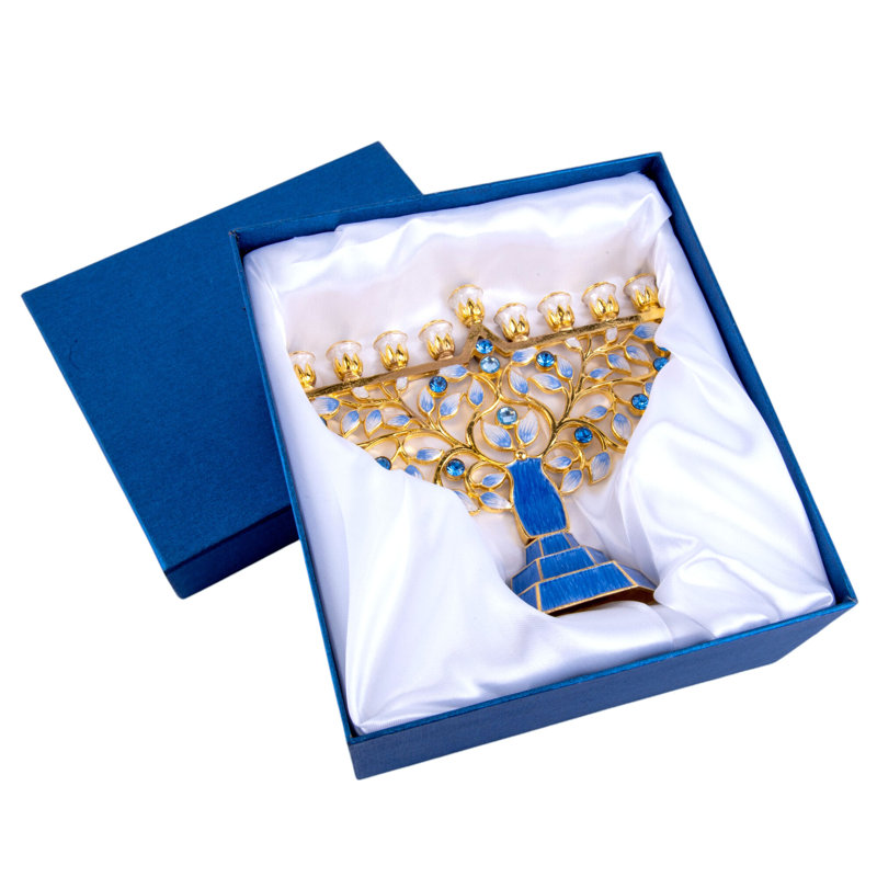 Menora de Hanoukka Monther en émail bleu Monther