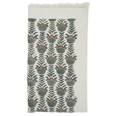 Cotton Hand Block Print Waffle Hand Towels 17X32 Perfect for Your Home's Aesthetic and Comfort (Lotus, Gray)