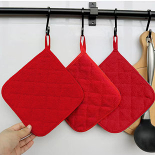 6Pcs Cotton Oven Mitts and Pot Holders Set Let' Eat Heat Resistant
