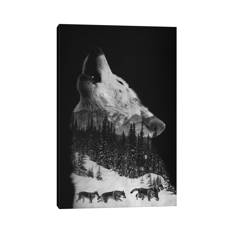 Wolfpack by Andreas Lie - Print on Canvas, 20.32 cm H x 30.48 cm W, Wrapped Canvas