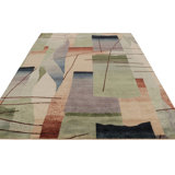 Art Deco Hand Knotted Wool Geometric Area Rug