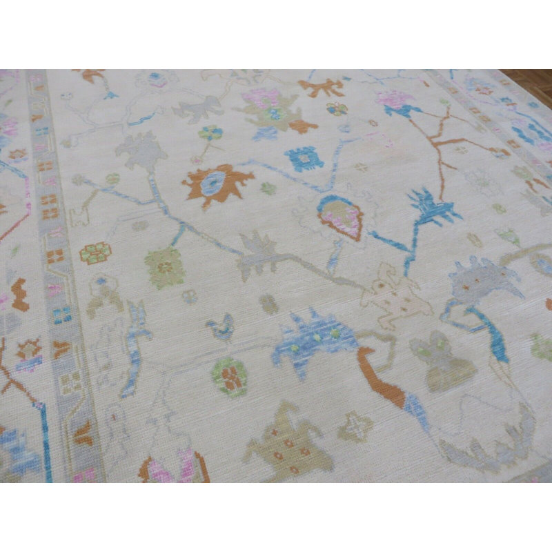 Tapis oriental moderne Oushak noué à la main 7 pi 11 po x 10 pi 2 po G14678