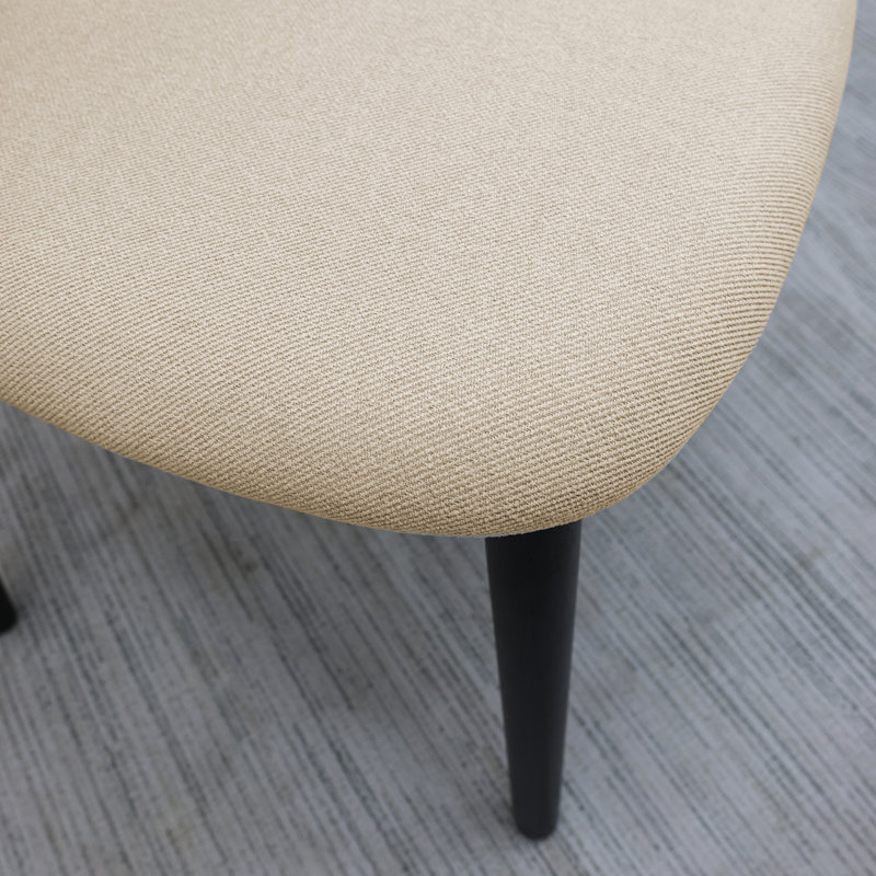 Chaise rembourrée en coton et lin avec pieds en bois massif, 2, Mélange de lin gris lin, Noir