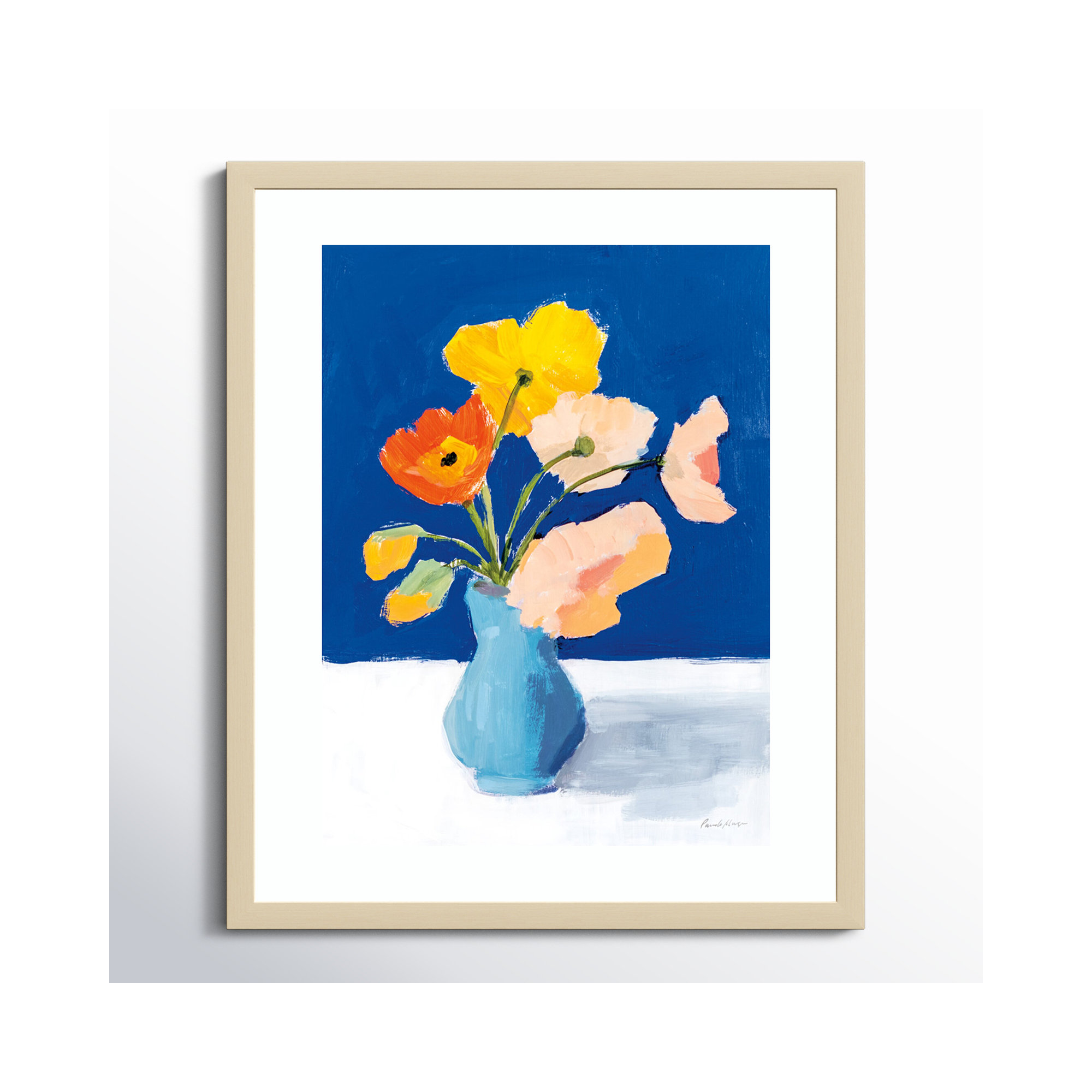 Poppies On Blue by Pamela Munger, Brown, 25.12" H x 20.12" W x 0.88" D