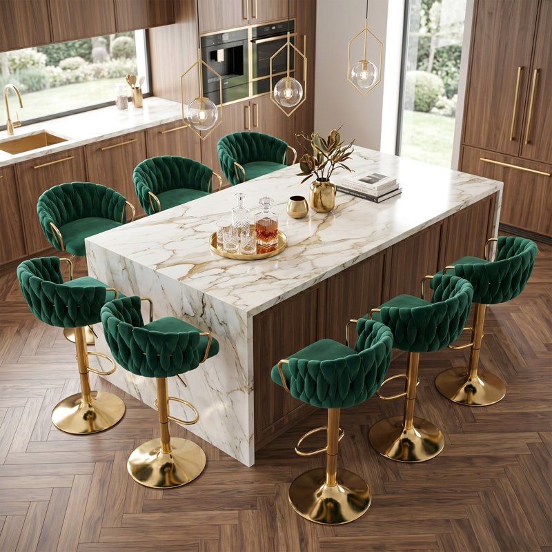 Tabouret de bar pivotant à hauteur réglable, Vert foncé