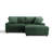 3 - Piece Upholstered Green Faux Rabbit Fur Flannel Modular Sectional Sofa with Throw Pillows & Removable Ottomans-2100778611