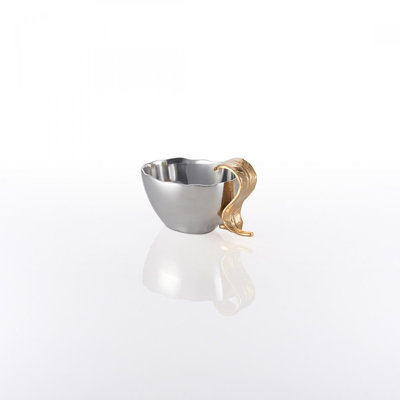 Metal Abstract Posh & Luxe Decorative Bowl in Silver/Gold