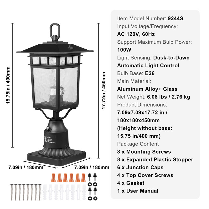 2 lampadaire d'extérieur 15,75 po Dusk to Dawn